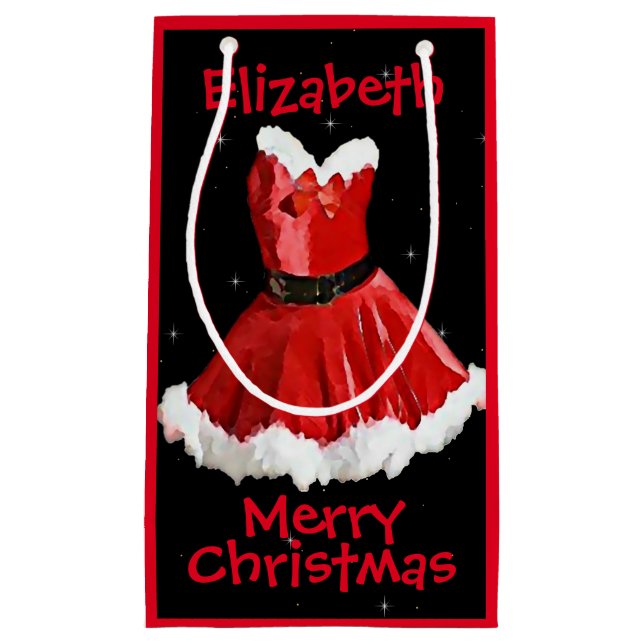 Rotes Sankt-Kleiderpersonalisierte Geschenk-Tasche Kleine Geschenktüte (Vorderseite)