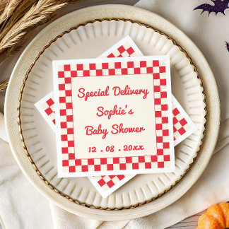 Rotes Schachbrett Spezial-Lieferung Babyparty Serviette
