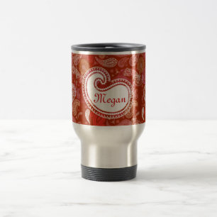 Rotes Scharlachrot Paisley Reisebecher