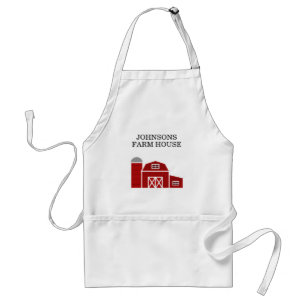 Rotes Scheunenbauernhaus individuell gestaltete Kü Schürze