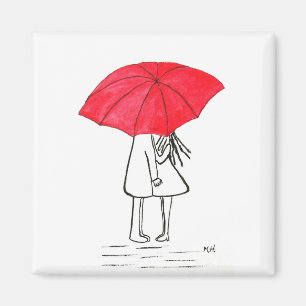 Rotes Schirmpaar rustikale schick-minimalistische Magnet