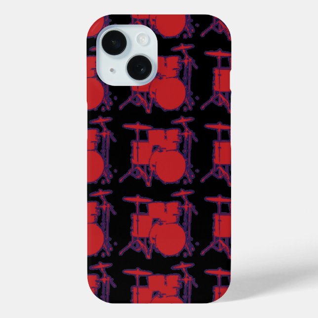 Rotes Schlagzeug iPhone 15 Hülle (Rückseite)