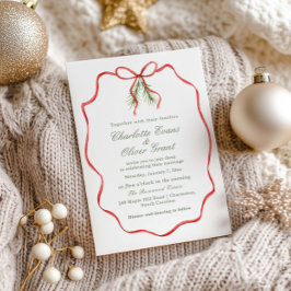 Rotes Schleifenband Winterhochzeit Einladung