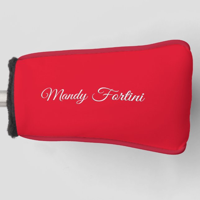 Rotes Schlicht Elegantes Minimalistisches Kalligra Golf Headcover (Vorderseite)