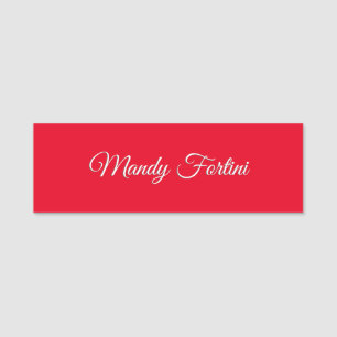 Rotes Schlicht Elegantes Minimalistisches Kalligra Namensschild