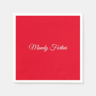 Rotes Schlicht Elegantes Minimalistisches Kalligra Serviette