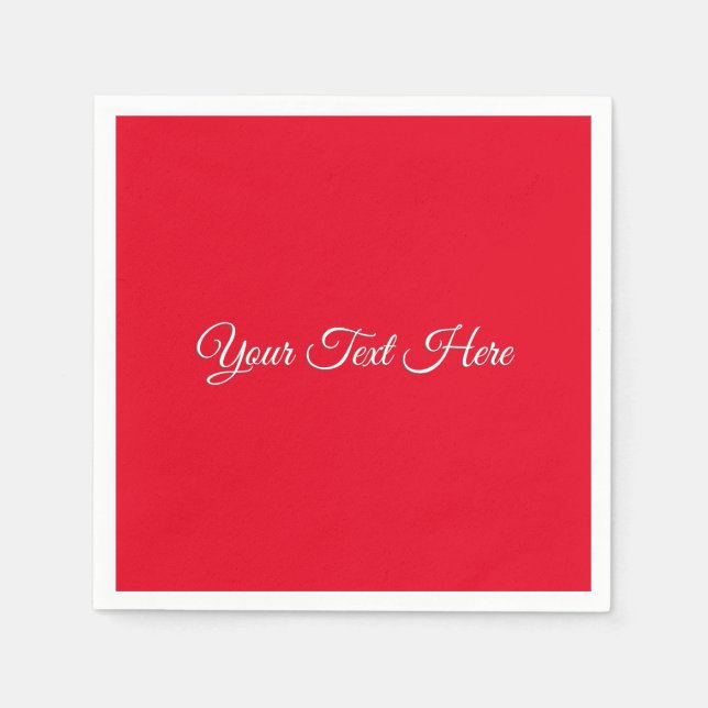 Rotes Schlicht Elegantes Minimalistisches Kalligra Serviette (Vorderseite)