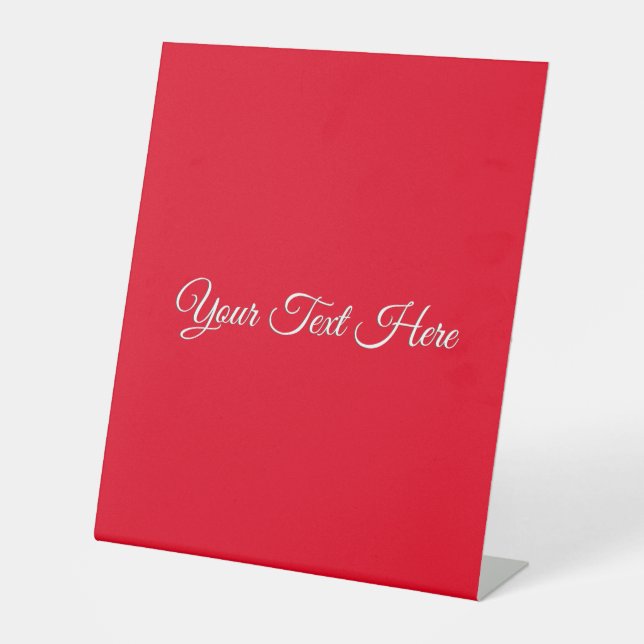 Rotes Schlicht Elegantes Minimalistisches Kalligra Sockelschild (Vorderseite)