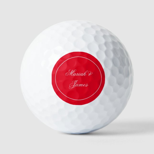 Rotes Schlicht Elegantes Minimalistisches Namenssc Golfball (Vorderseite)
