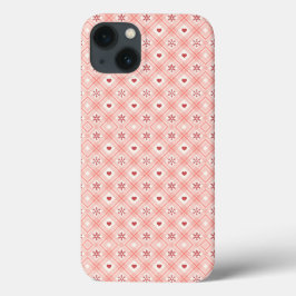 Rotes Schneeflocken Herz in rosa Retro Nahtloses M Case-Mate iPhone Hülle