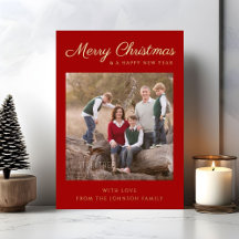 Rotes Schriftfoto Weihnachten Goldfolie Feiertagsk