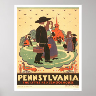 Rotes Schulhaus Amische WPA 1938 Poster