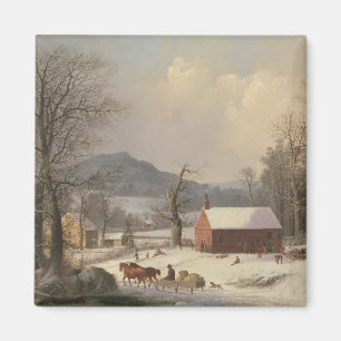 Rotes Schulhaus (Land-Szene) 1858 Magnet
