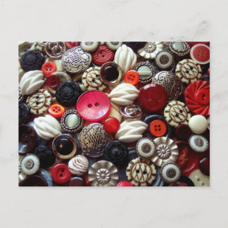 Rotes Schwarz und Silver Button Collage Postkarte
