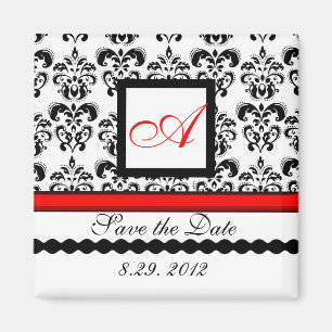 ROTES SCHWARZ-WEISSES DAMAST-MONOGRAMM, Save the Magnet