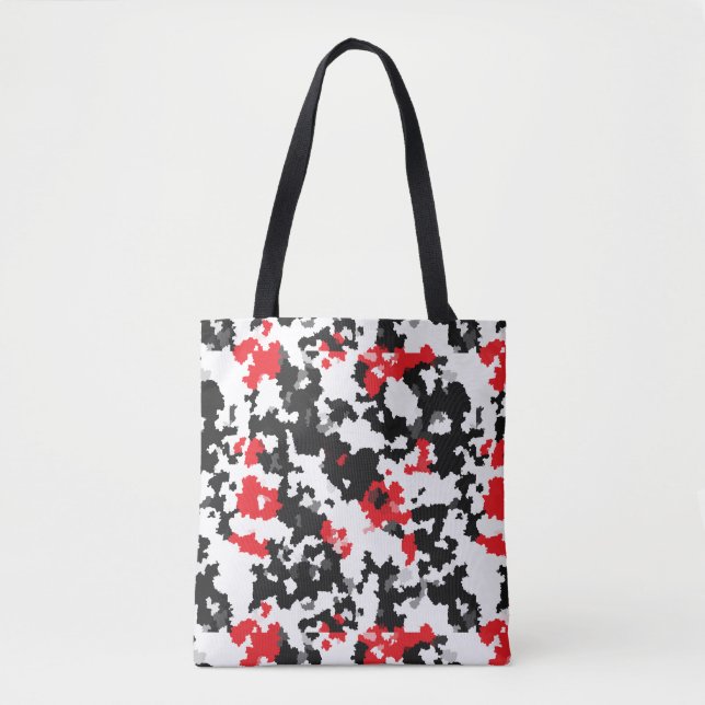 Rotes Schwarz-weißes unregelmäßiges Abstract-Desig Tasche (Vorderseite)