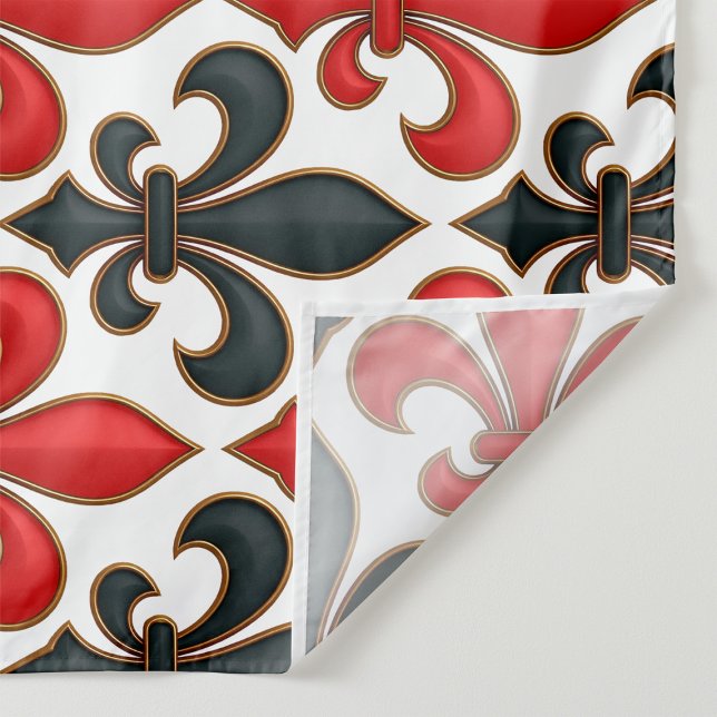 Rotes Schwarzes Barock Fleur-de-lis-Muster Stoff (Von Creator hochgeladen)