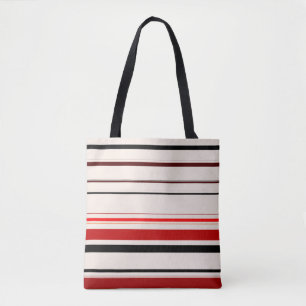 Rotes Schwarzes Beige - Braune Streifen Tasche