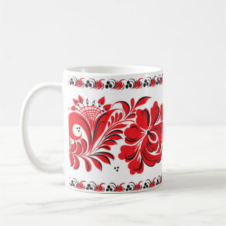 Rotes Schwarzes der russischen nationalen Kaffeetasse