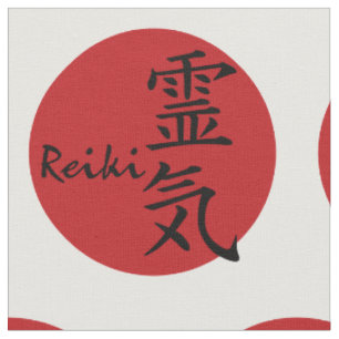 Rotes Schwarzes des Symbols/des Zeichens REIKI + Stoff