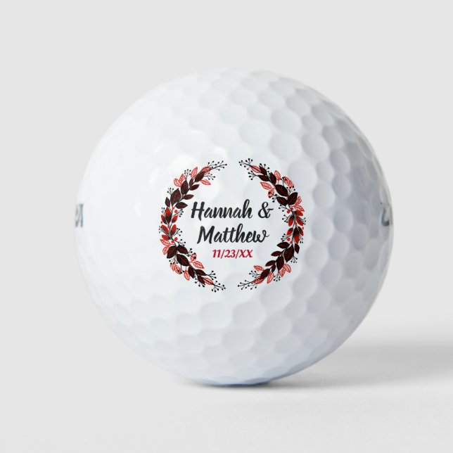 Rotes Schwarzes Elegantes Wasserfarben Gastgeschen Golfball (Vorderseite)