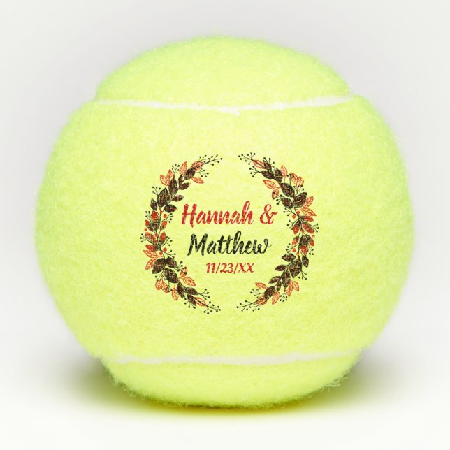 Rotes Schwarzes Elegantes Wasserfarben Gastgeschen Tennisbälle (Vorderseite)