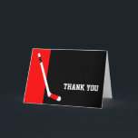 Rotes schwarzes Hockey danken Ihnen Dankeskarte<br><div class="desc">Modernes rotes und schwarzes Hockey danken Ihnen zu kardieren.</div>