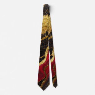 Rotes schwarzes Marmormuster mit Gold Krawatte
