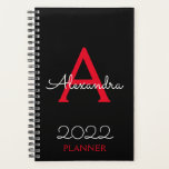 Rotes Schwarzes Monogramm-Elegant 2022 Planer<br><div class="desc">2022 Rot und Schwarz Monogram Name und Initial Spiral Notebook Planner. Das macht den perfekten 16 Geburtstag,  Hochzeit,  Brautparty,  Jubiläum,  Babydusche oder Junggeselinnen-Abschied Geschenk für jemanden,  der Lieben glamourösen Luxus und schicke Stile.</div>