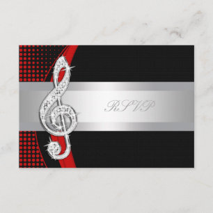 Rotes schwarzes Musikdreifacher Clef UAWG RSVP Karte