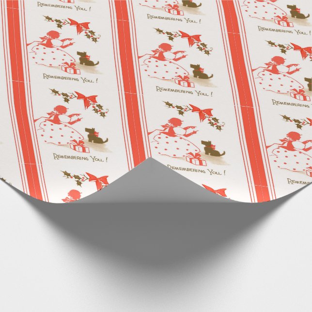Rotes schwarzes Scotty Mädchen-viktorianischer Geschenkpapier (Ecke)