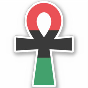 Rotes, schwarzes u. grünes Ankh Aufkleber