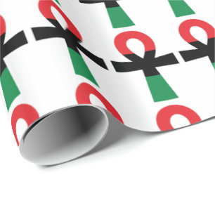 Rotes, schwarzes u. grünes Ankh Geschenkpapier