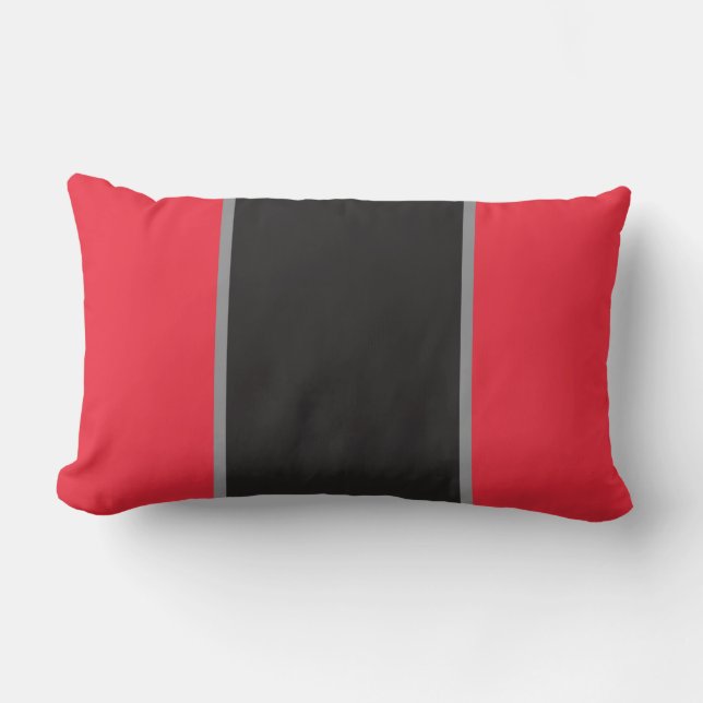 Rotes schwarzes und graues Wurfs-Kissen Lendenkissen (Vorderseite)