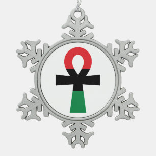 Rotes, Schwarzes und Grünes Ankh Schneeflocken Zinn-Ornament