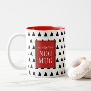 Rotes schwarzes Weihnachtsbaum-gemustertes Zweifarbige Tasse