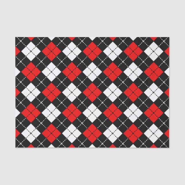 Rotes Schwarzweiss-Rauten-Muster Seidenpapier (Vorderseite)