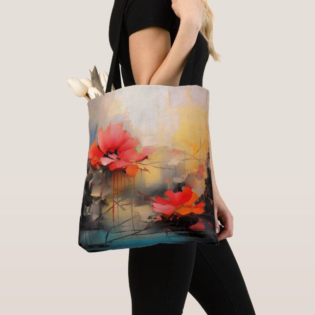 Rotes Schweigen – Abstrakte Mohnblumen im Stadtlic Tasche (Von Nahem)