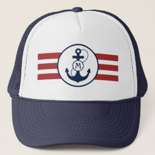 Rotes Seeanker-Monogramm Truckerkappe