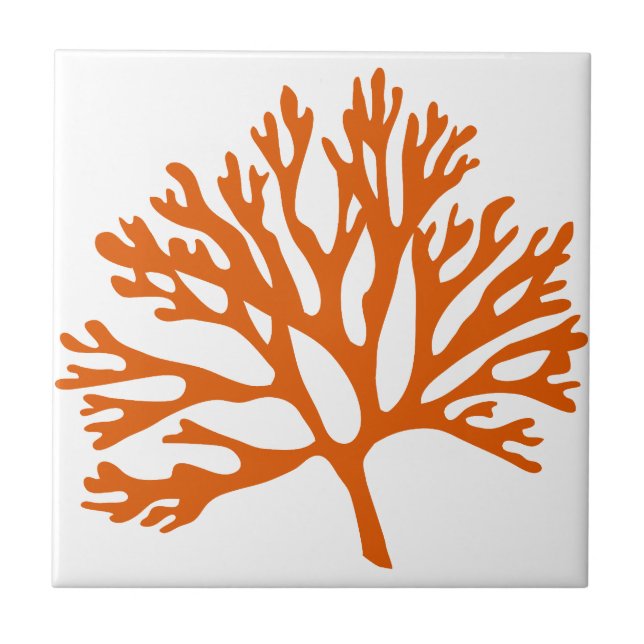rotes Seekorallen-Silhouette Fliese (Vorderseite)
