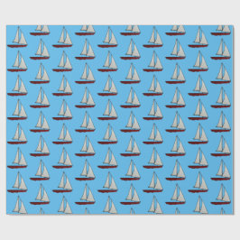 Rotes Segelboot Geschenkpapier