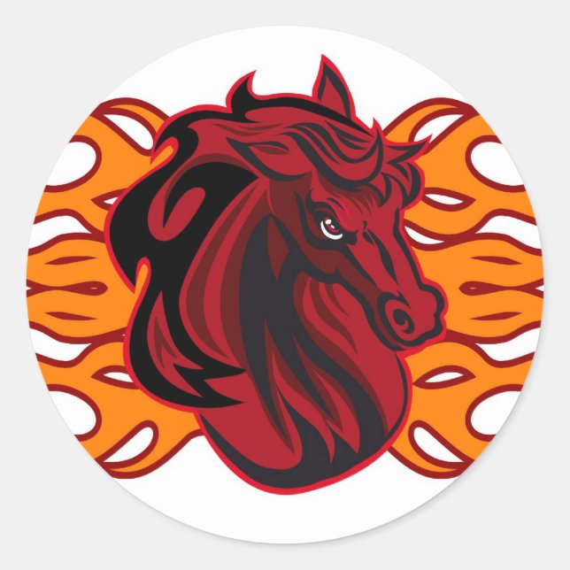 Rotes Senfpferd Runder Aufkleber (Vorderseite)