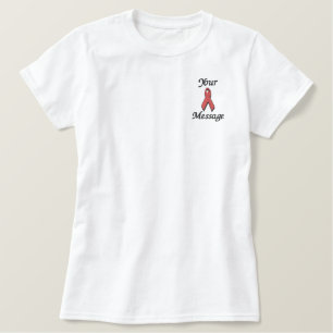 Rotes Sensibilisierungsband - Anpassen Besticktes T-Shirt