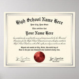 Rotes Siegel High School Diploma, Homeschooling Poster