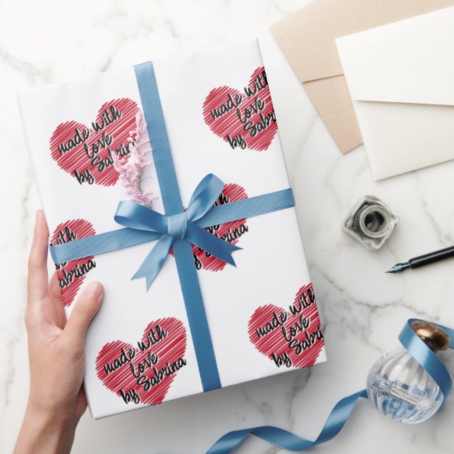 Rotes Sketchy Herz aus Liebe Geschenkpapier (Schenken)