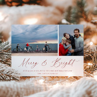 Rotes Skript Merry and Bright Foto Card