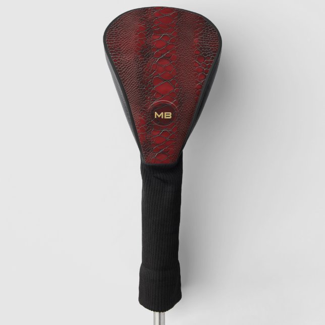 Rotes Snakeskin Leder drucken Embosses Monogramm Golf Headcover (Vorderseite)