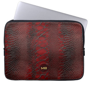 Rotes Snakeskin-Leder mit Prägung Laptopschutzhülle