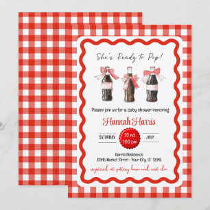 Rotes Soda-Baby bereit zum KNALLEN Baby Shower Einladung