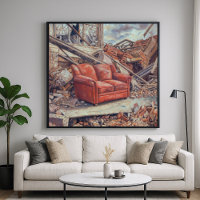 Rotes Sofa in Trümmern - Unerwartete Schönheit Kun